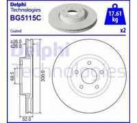 Delphi BG5115C 300mm Front Coated Brake Disc Set for Ford Mondeo