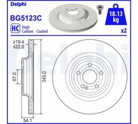 Delphi BG5123C 2x Brake Discs Rear 345mm Diameter Fits Mercedes-Benz GLE GLS