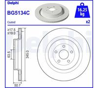 2x Brake disc Vented BG5134C DELPHI for FORD USA EDGE