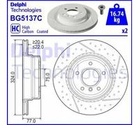 x2 Rear Brake Disc Delphi BG5137C Fits BMW 1 Series Braking System Vented Coated