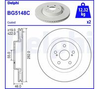x2 Front Brake Disc Delphi BG5148C Fits Mazda Toyota 2 Yaris Vented