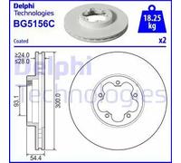 2x Brake disc Vented BG5156C DELPHI for FORD TRANSIT Bus TRANSIT Van
