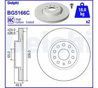 2x Brake disc Vented BG5166C DELPHI for VW AUDI