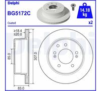 x2 Rear Brake Disc Delphi BG5172C Fits Ssangyong Rodius Turismo Braking System