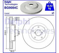 2x Brake disc Vented BG9084C DELPHI for SUBARU OUTBACK LEVORG LEGACY VI