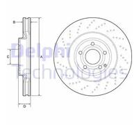 Delphi BG9192C Brake Disc Front 344mm Outer Diameter Fits Mercedes-Benz CLS