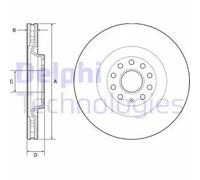 2x Brake disc Vented BG9202C DELPHI for AUDI TT TT Roadster