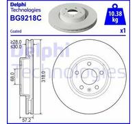 Brake Disc Delphi BG9218C Fits Audi A4 Allroad A4 A5 A6 Allroad A6 A7 Q5 Vented