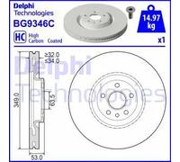 2x Brake disc Vented BG9346C DELPHI for LAND ROVER JAGUAR