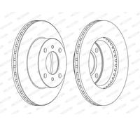 2x Brake disc Vented DDF1005C FERODO for MITSUBISHI PROTON