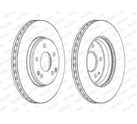 2x Brake disc Vented DDF1134C FERODO for LEXUS GS IS I SC Convertible