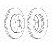 2x Brake disc Vented DDF1184C FERODO for JEEP CHEROKEE