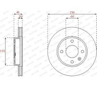 2x Brake disc Vented DDF2688C FERODO for VAUXHALL OPEL