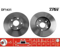 TRW Front Brake Disc DF1431 – Vented – for Toyota, Holden, Lexus
