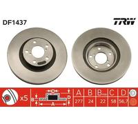 TRW Brake Disc DF1437 - Vented - Fits Subaru & Toyota - 1 pc