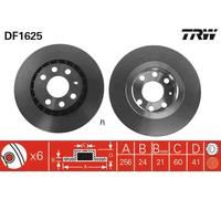 TRW Front Brake Disc DF1625 for Opel Vauxhall Daewoo Lotus ZAZ Chevrolet (Astra F, Vectra B/A)