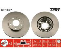 2x Brake disc Vented DF1697 TRW for VOLVO 740 740 Kombi 940 940 Kombi 960