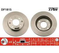 TRW Brake Disc DF1815 Vented - Pair (2x) for Acura, Honda, Rover - CRX I/II, Civic I, Insight