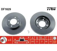 TRW Brake Disc DF1829 – Front Vented (2x) for Austin/MG/Rover Montego, Maestro, MGF, TF