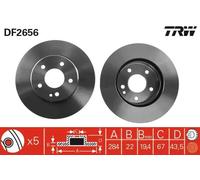 TRW Brake Disc DF2656 Vented - Mercedes-Benz C-Class (Pair L&R)