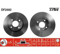 2x Brake disc Vented DF2682 TRW for FORD ESCORT Mk VI ESCORT Mk V Convertible