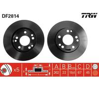 2x Brake disc Vented DF2814 TRW for MERCEDES-BENZ 190
