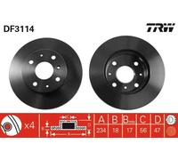 2x Brake disc Vented DF3114 TRW for DAIHATSU CHARADE Mk III APPLAUSE Hatchback