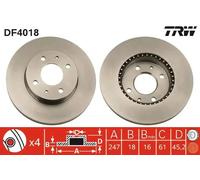 TRW Brake Disc DF4018 - Vented - Fits NISSAN Almera I, Pulsar I (Sedan), Sentra I, Sabre I