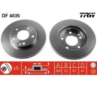 2x Brake disc Vented DF4035 TRW for MERCEDES-BENZ A-CLASS