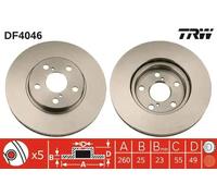 TRW Brake Disc DF4046 - Fits TOYOTA Avensis, Corona (Saloon, Estate, Liftback) - 2x