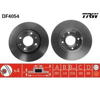 TRW Brake Disc DF4054 - Vented Rotor for Mitsubishi, Volvo