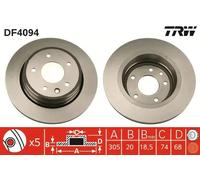 2x Brake disc Vented DF4094 TRW for JAGUAR DAIMLER