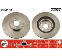 2x Brake disc Vented DF4100 TRW for TOYOTA CELICA Hatchback CELICA Coupe AVENSIS