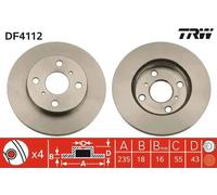 TRW Brake Disc DF4112 - Vented - Fits Toyota Yaris/Vitz (1999-2005)