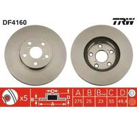 2x Brake disc Vented DF4160 TRW for TOYOTA CELICA Coupe