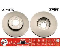2x Brake disc Vented DF4187S TRW for BMW X5 X3