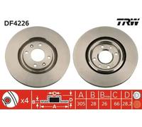 2x Brake disc Vented DF4226 TRW for PEUGEOT 406 Coupe