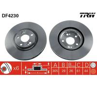 2x Brake disc Vented DF4230 TRW for RENAULT ESPACE Mk III AVANTIME