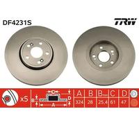 2x Brake disc Vented DF4231S TRW for RENAULT VEL SATIS ESPACE Mk IV