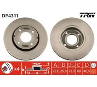 TRW Brake Disc DF4311 – Vented – Fits Mitsubishi & Smart – 1 pc