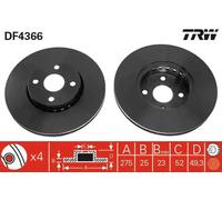 TRW DF4366 Brake Disc for TOYOTA,TOYOTA (FAW)