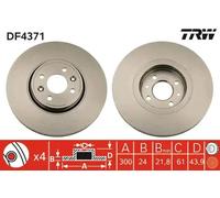 2x Brake disc Vented DF4371 TRW for RENAULT SCÉNIC II GRAND SCÉNIC II