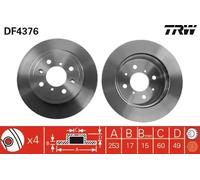 2x Brake disc Vented DF4376 TRW for OPEL SUZUKI SUBARU