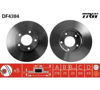 2x Brake disc Vented DF4384 TRW for MAZDA 5 3 Saloon 3