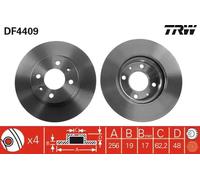 2x Brake disc Vented DF4409 TRW for HYUNDAI GETZ