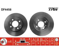2x Brake disc Vented DF4458 TRW for KIA HYUNDAI