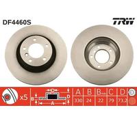 2x Brake disc Vented DF4460S TRW for BMW 3 Touring X1 3 3 Convertible 1 3 Coupe