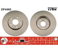 2x Brake disc Vented DF4465 TRW for VOLVO FORD
