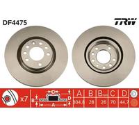 2x Brake disc Vented DF4475 TRW for FIAT CROMA
