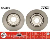 2x Brake disc Vented DF4479 TRW for ALFA ROMEO 159 BRERA 159 Sportwagon SPIDER